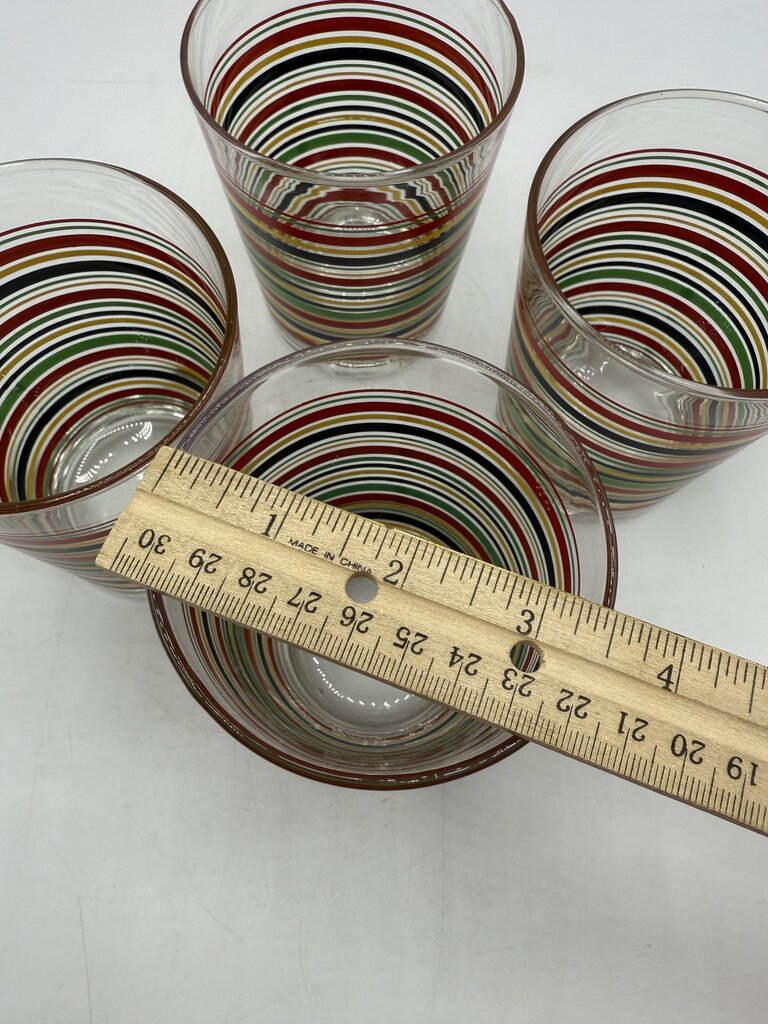 Fiesta Ware 10 Oz. Double Rock Glass Striped set of 4 /rw