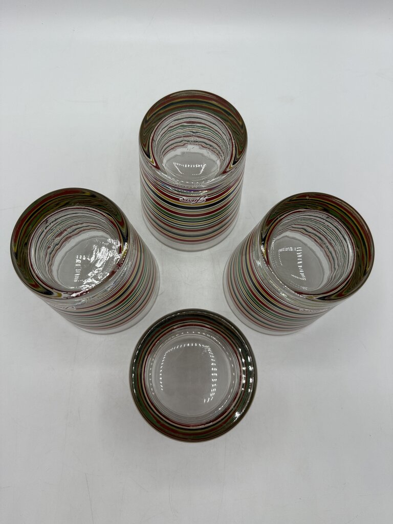 Fiesta Ware 10 Oz. Double Rock Glass Striped set of 4 /rw