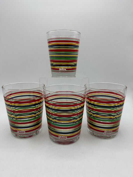 Fiesta Ware 10 Oz. Double Rock Glass Striped set of 4 /rw