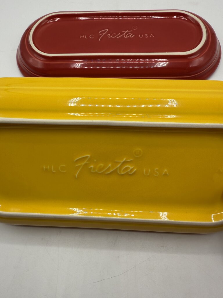 2 Fiesta Bread Platter/Serving Tray 12” Yellow & Red /rc