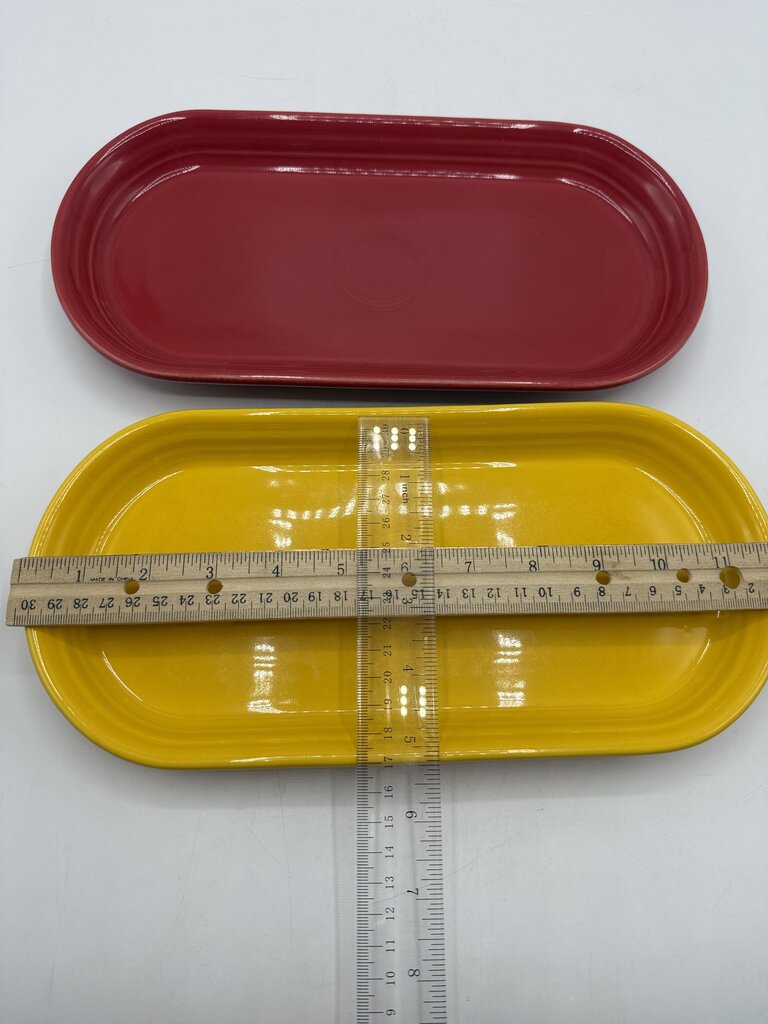 2 Fiesta Bread Platter/Serving Tray 12” Yellow & Red /rc