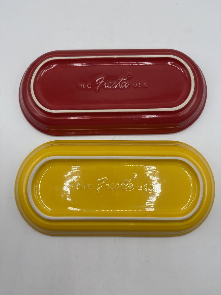 2 Fiesta Bread Platter/Serving Tray 12” Yellow & Red /rc