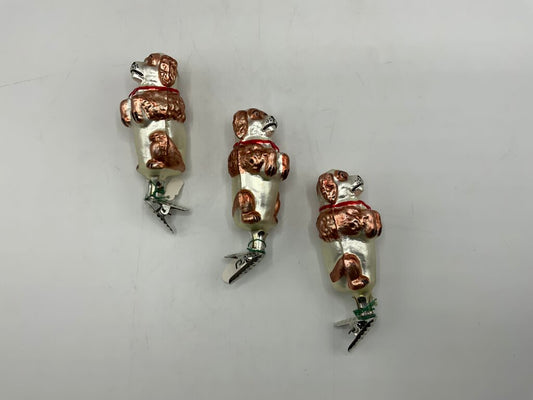 Old World Christmas Ornament Set of 3 Dogs Clip Ons /rw
