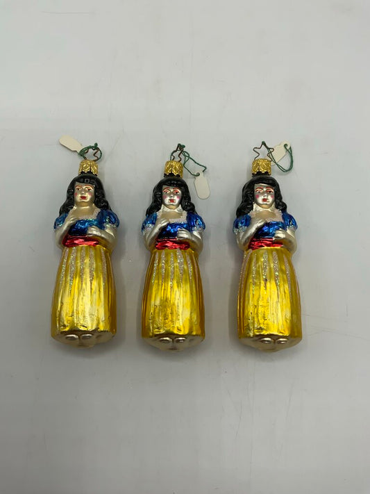 Old World Christmas Ornament Set of 3 Snow White EUC /rw