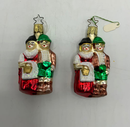 Old World Christmas Ornaments set of 2 Lady & Man /rw