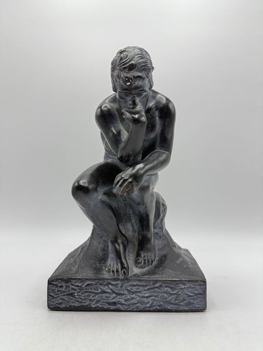 August Rodin “The Thinker” Figurine 9.5” Black Chalkware /ro