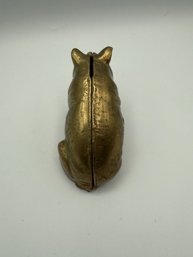 VTG Valleau Brass Sitting Pig Piggy Coin Bank Stamped V /ro