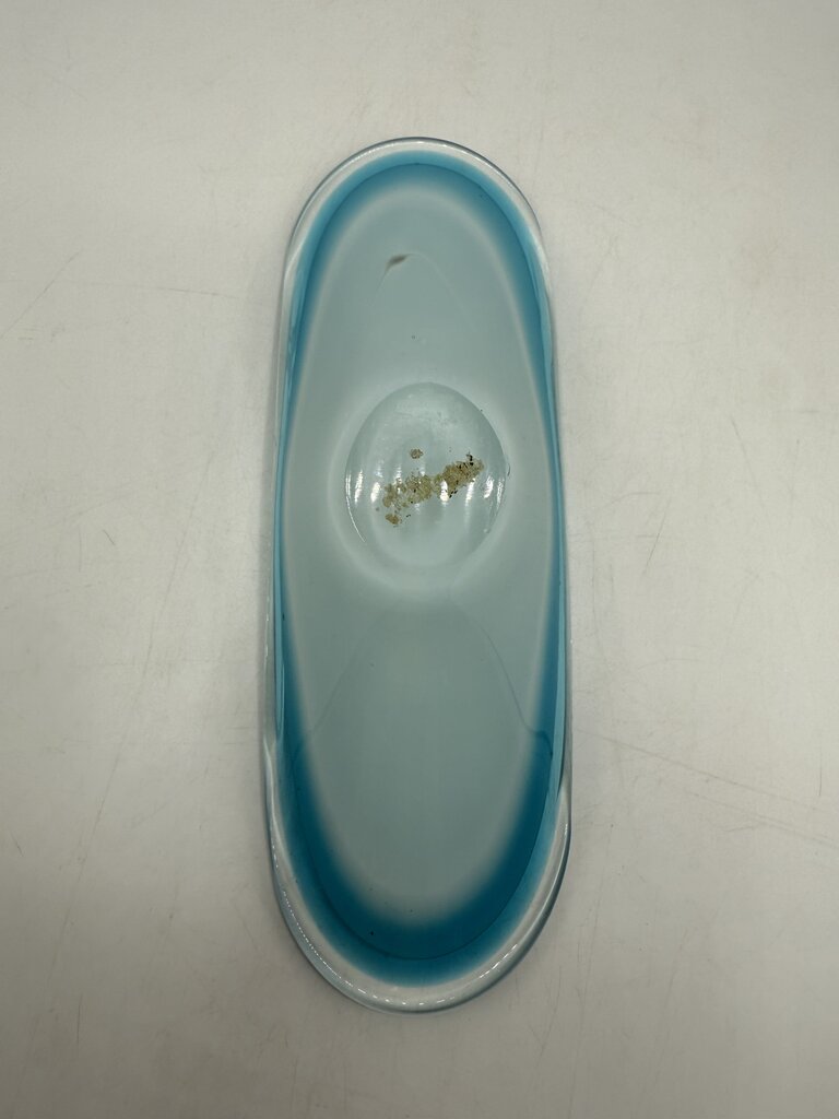 Vintage Murano Art Glass Dish Trinket Tray Blue /ro