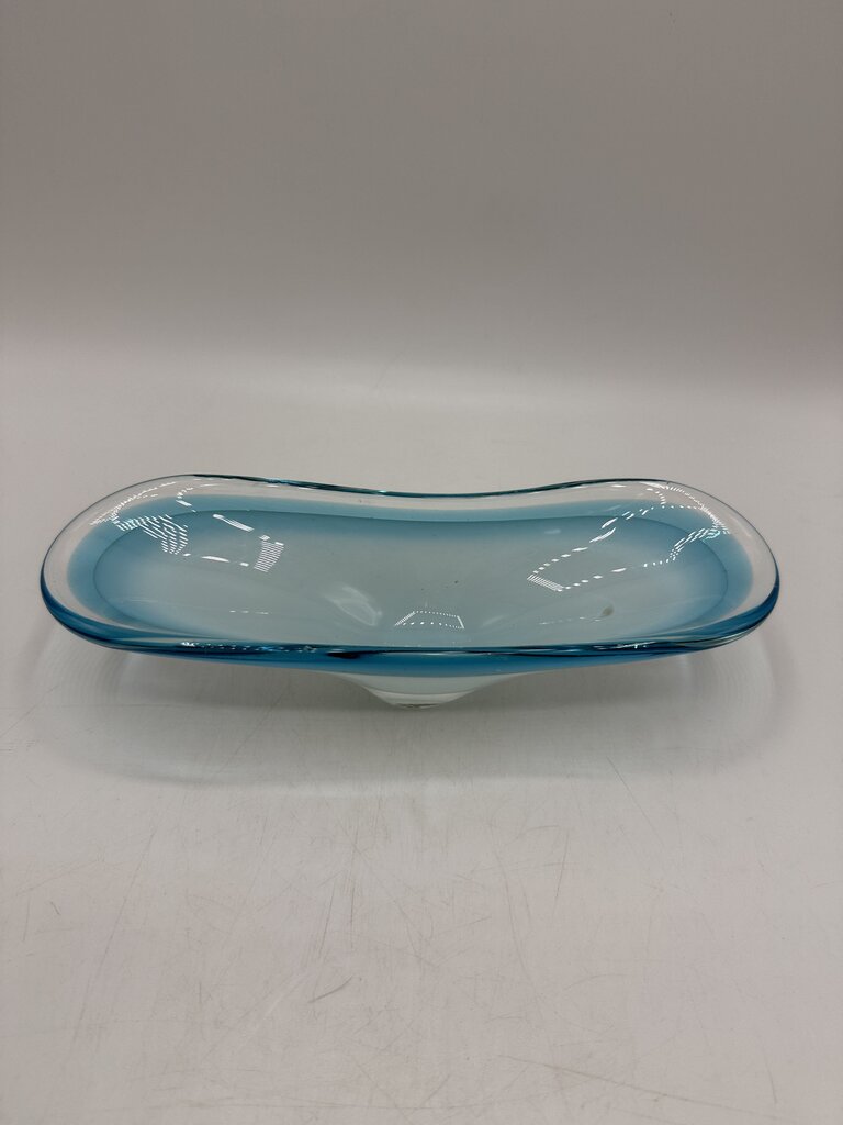 Vintage Murano Art Glass Dish Trinket Tray Blue /ro