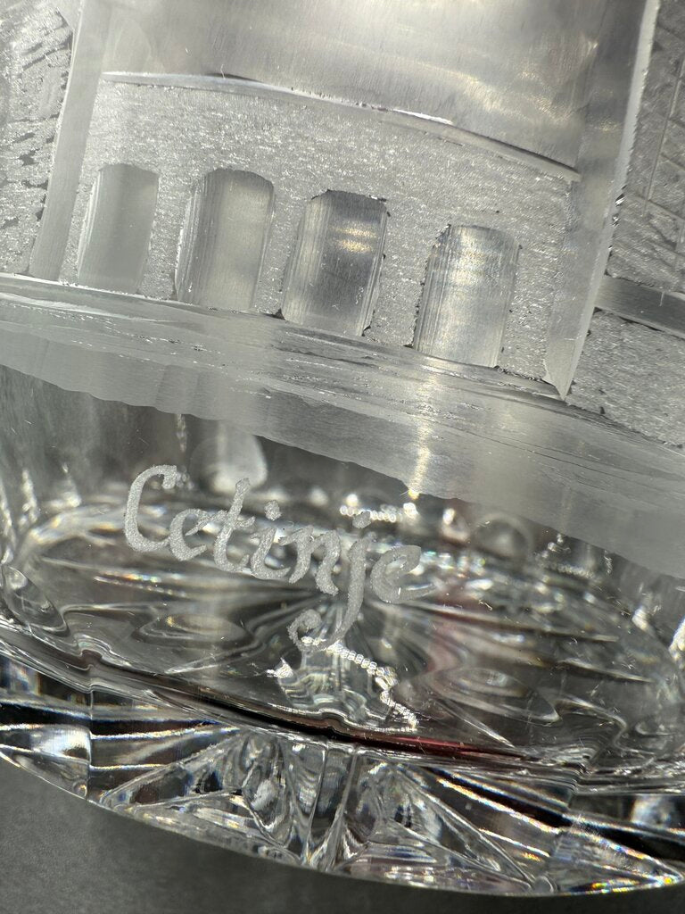Rogaska Crystal Biscuit Barrel Etched Cetinje Monastery EUC /roh