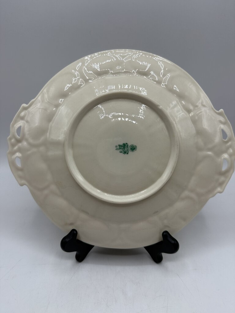 Belleek Ireland Shell Pattern Double Handle Serving Plate Green Mark /ro