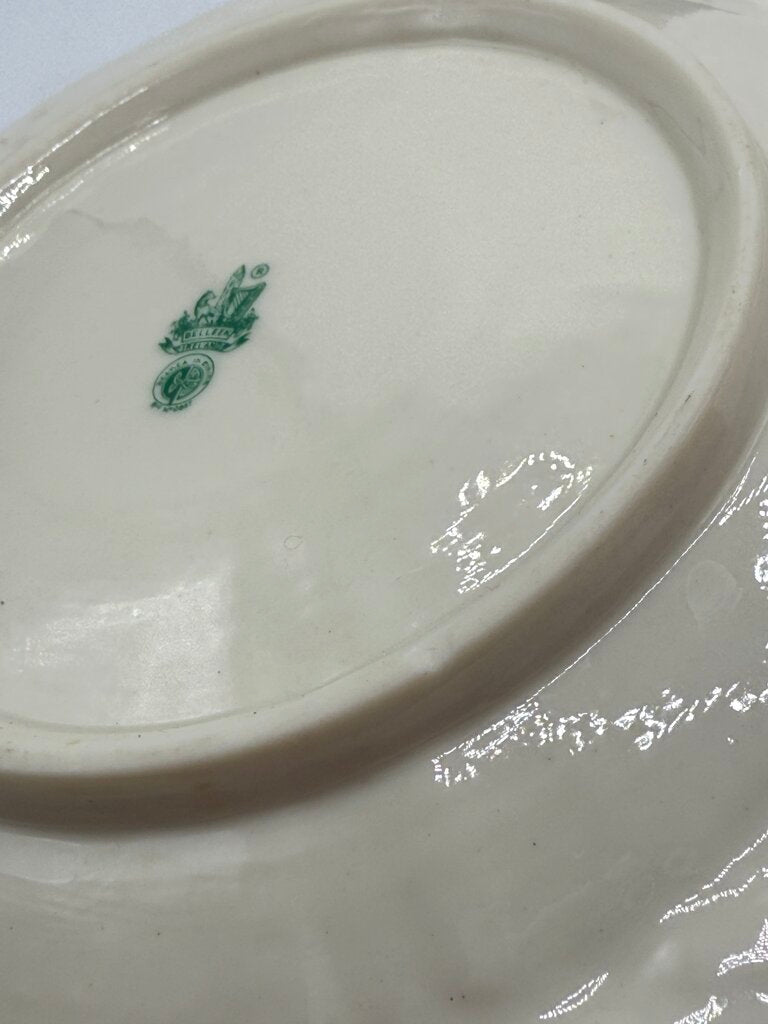 Belleek Ireland Shell Pattern Double Handle Serving Plate Green Mark /ro