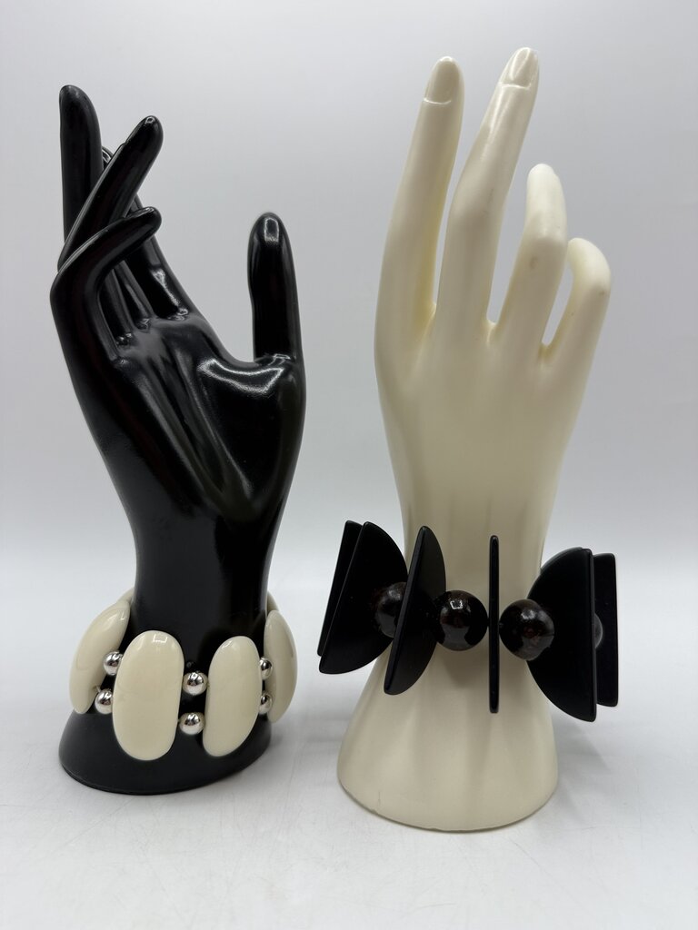 Vintage Chunky Stretch Bracelets White/Black /ro