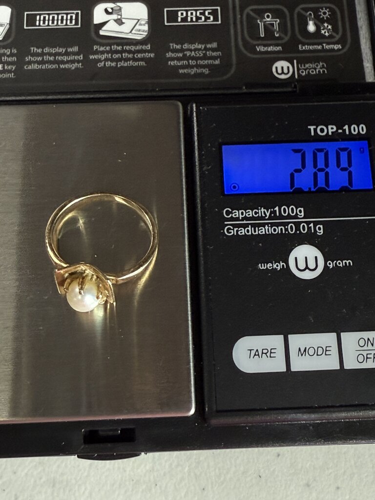 Vintage Yellow Gold 10KT Pearl Ring Size 7.5 /ro