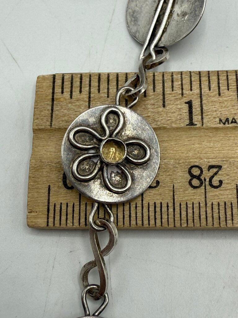 Unique Daisy Flower Sterling Silver Bracelet /ro