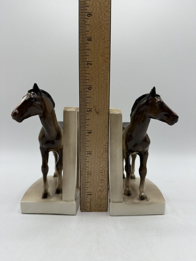 VTG Ceramic Horse Book Ends Mother & Foal /rw