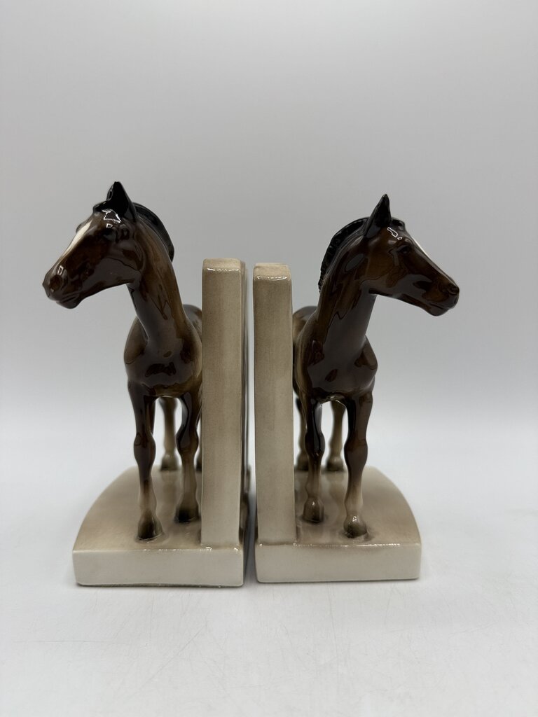 VTG Ceramic Horse Book Ends Mother & Foal /rw