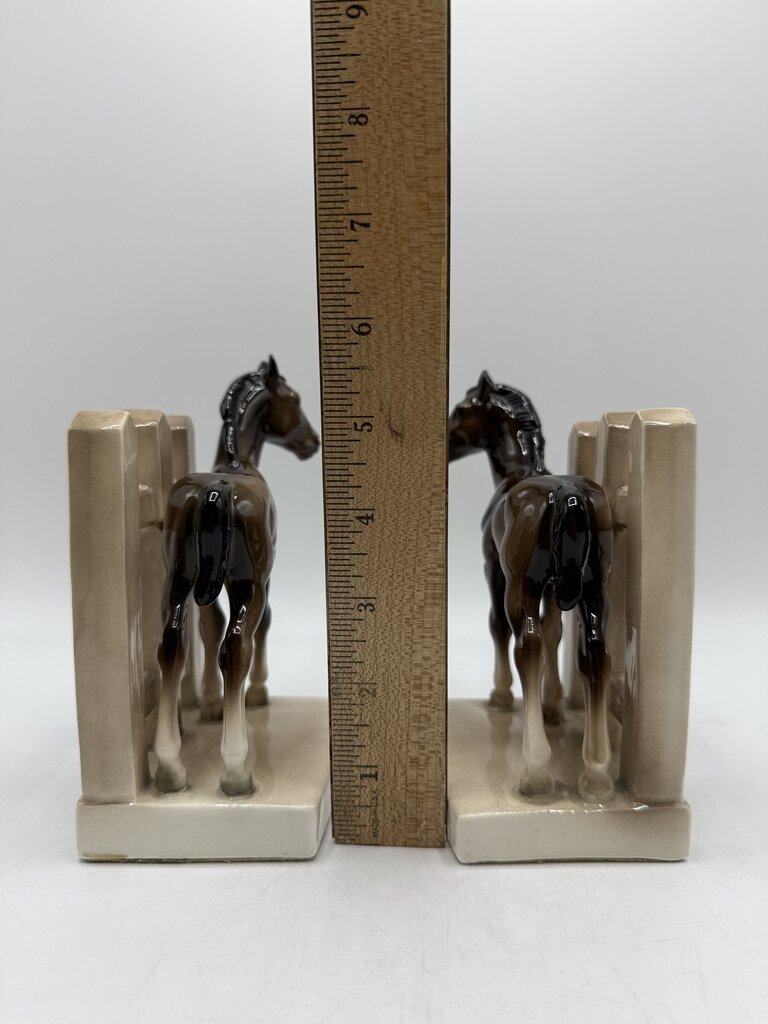 VTG Ceramic Horse Book Ends Mother & Foal /rw