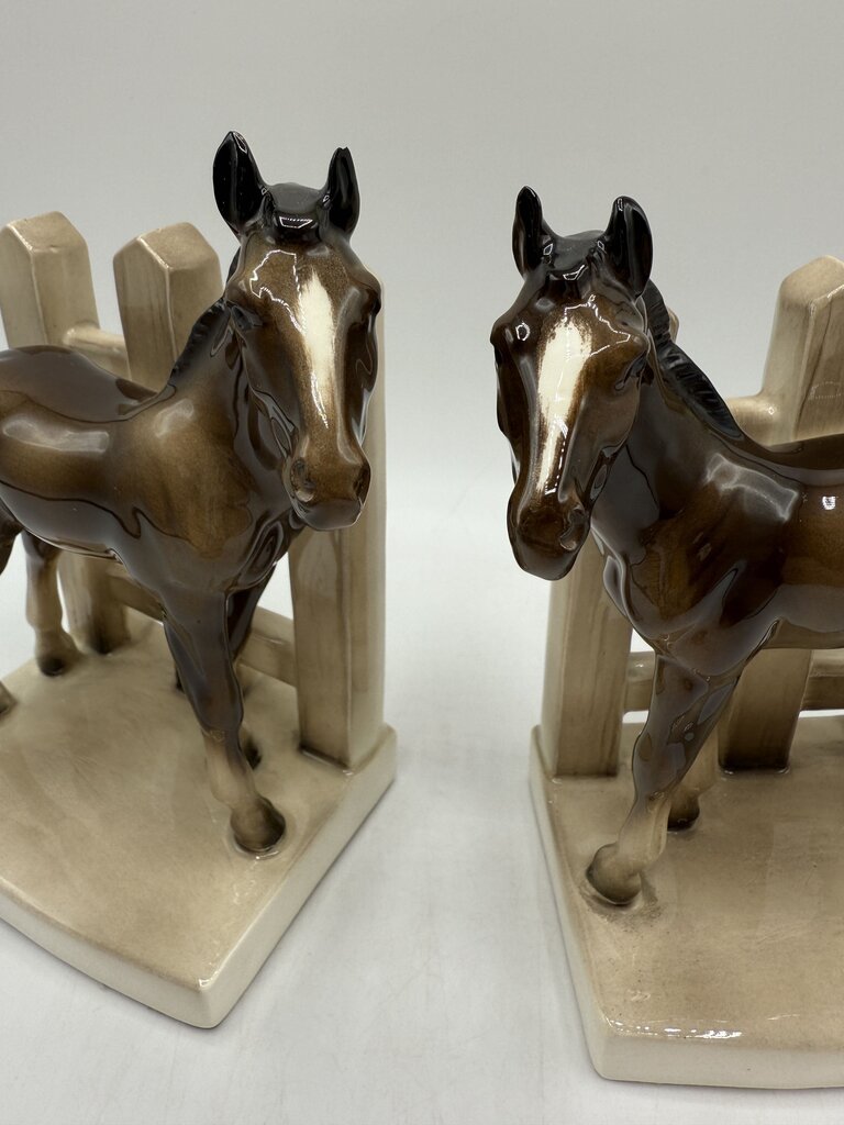 VTG Ceramic Horse Book Ends Mother & Foal /rw