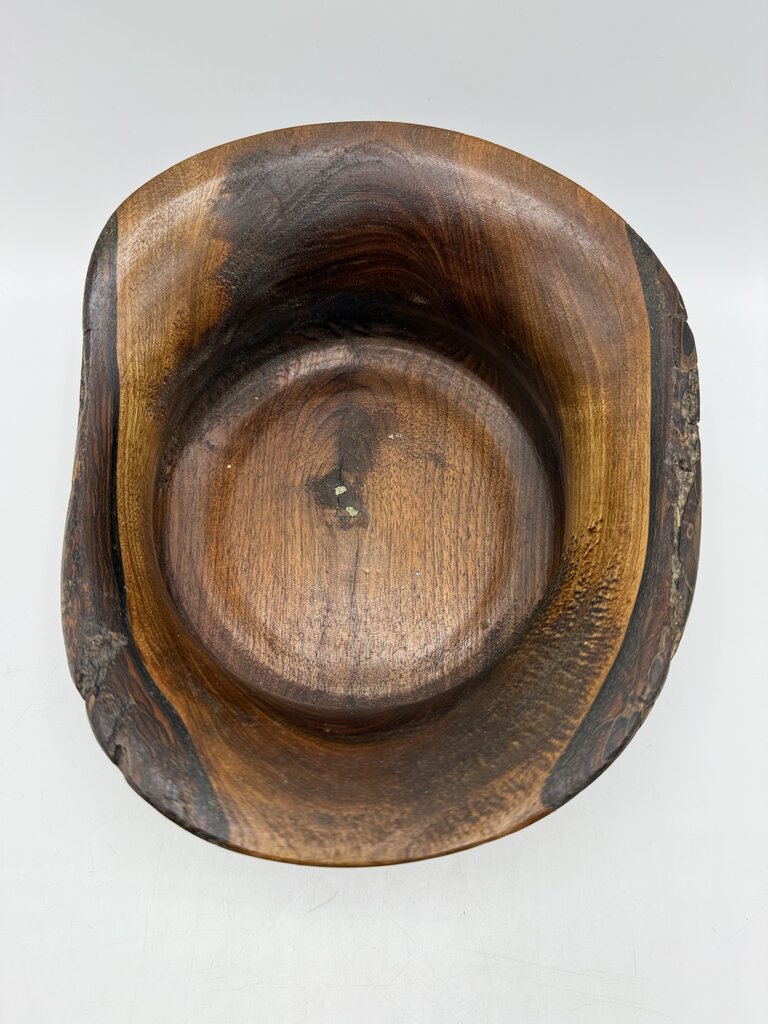Solid Walnut Wood Bowl Handmade Signed /rw