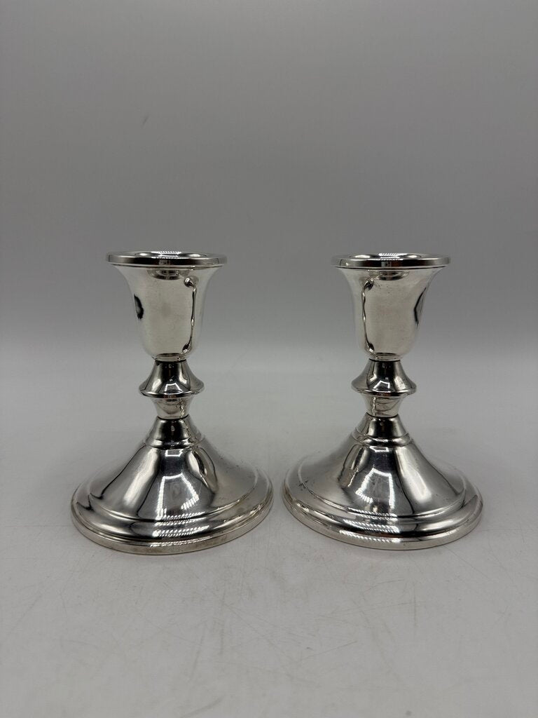 Pair of Gift America Sterling Silver Candlestick Holders 4.25” tall