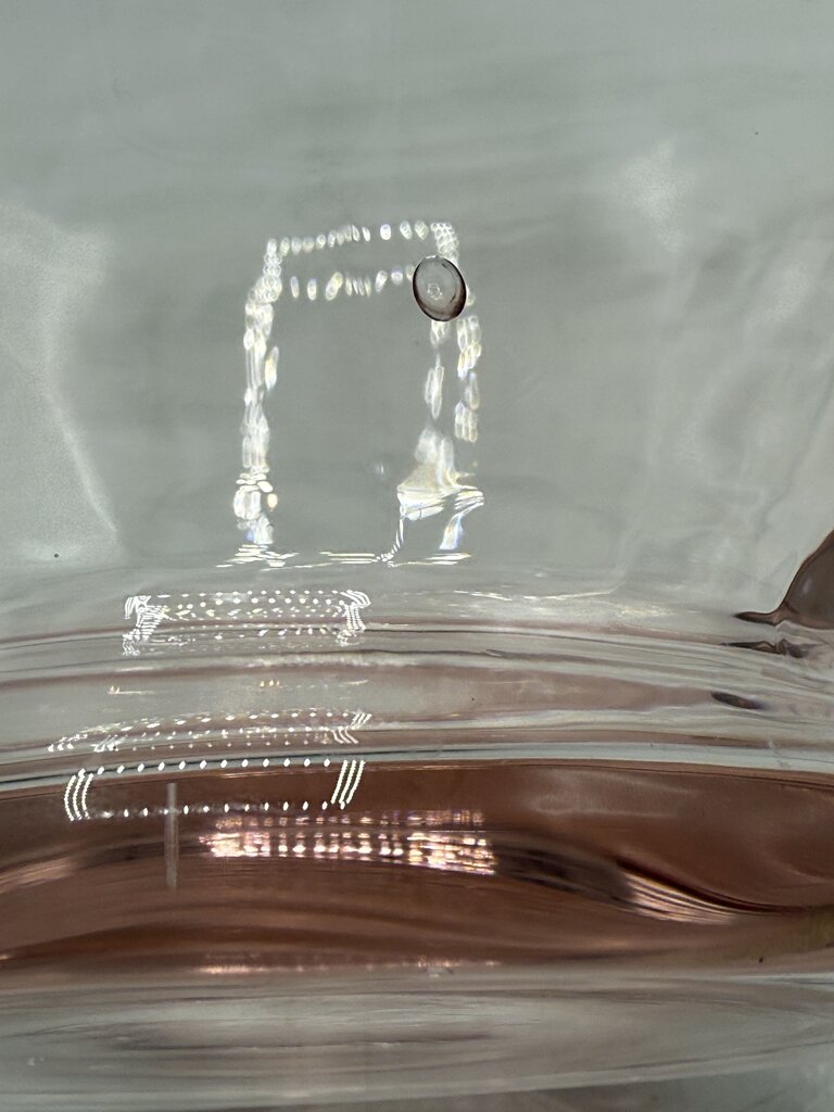 VTG Pink Optic Glass Pitcher w/Ruffled Edge /roh