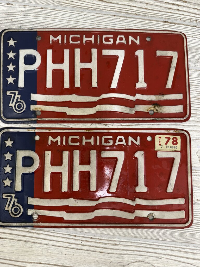 Bicentennial 1976 Michigan State License Plate lot of 9 /roh