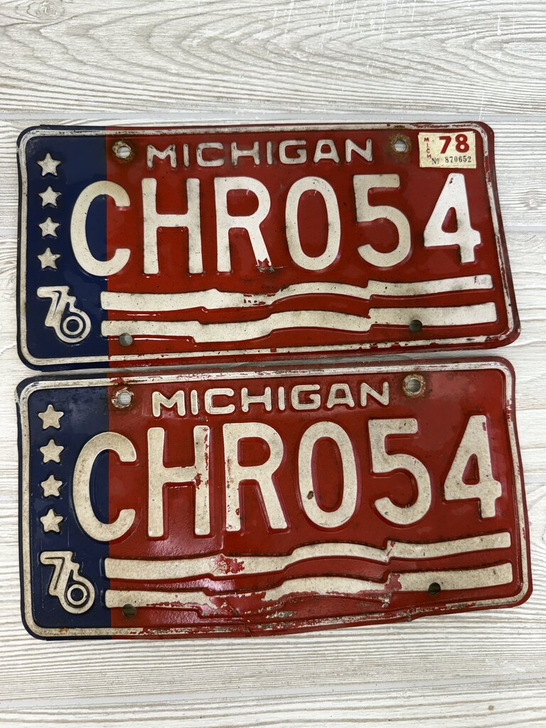 Bicentennial 1976 Michigan State License Plate lot of 9 /roh