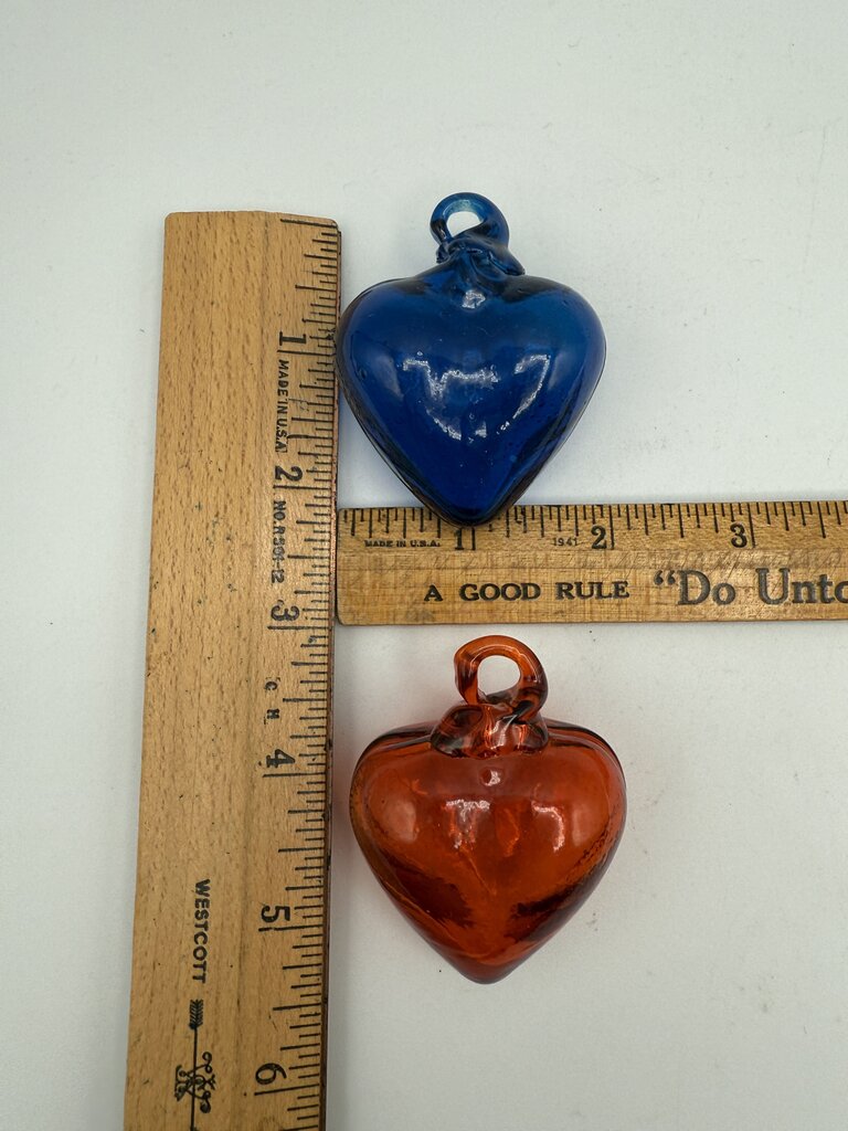 Set of 4 Blown Glass Heart Ornaments Sun Catchers /ro