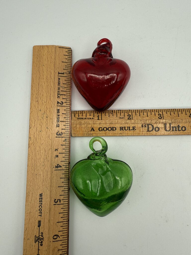 Set of 4 Blown Glass Heart Ornaments Sun Catchers /ro
