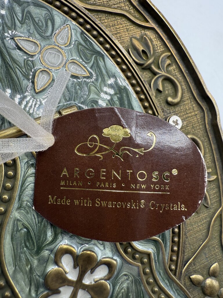 Argentine SC Photo Frame w/ Swarovski peridot green Crystal 3.5” x 5” Vertical /ro