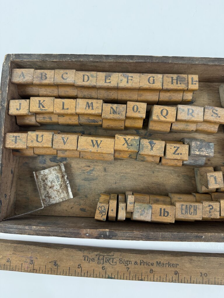Antique The Art Sign and Price Marker Letter Stamp Set /rw