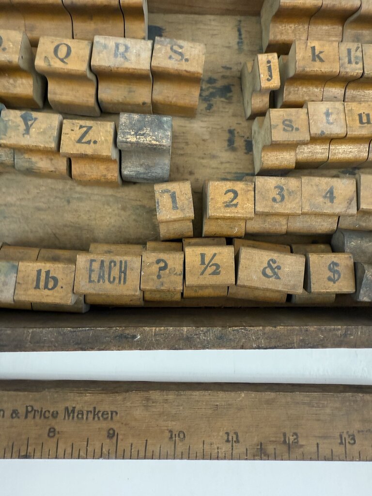 Antique The Art Sign and Price Marker Letter Stamp Set /rw