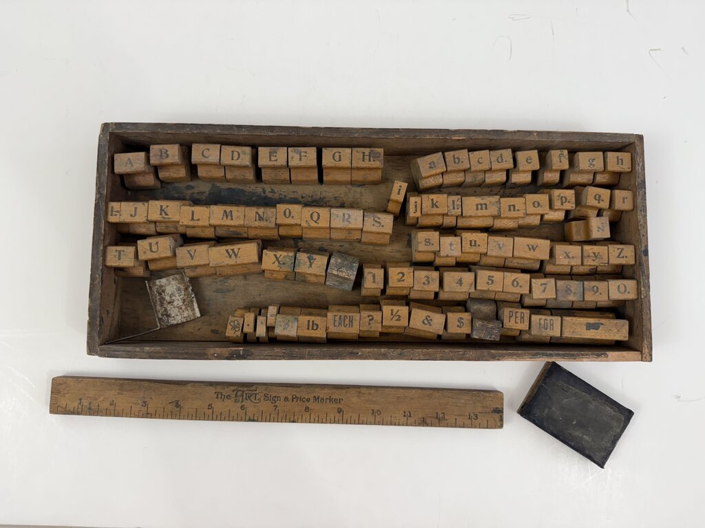 Antique The Art Sign and Price Marker Letter Stamp Set /rw