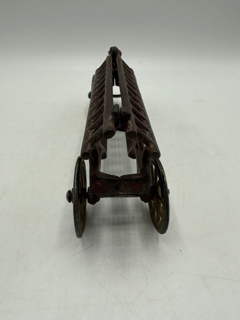 Vintage Antique Cast Iron Toy Firetruck w/Driver 7.5” /ro