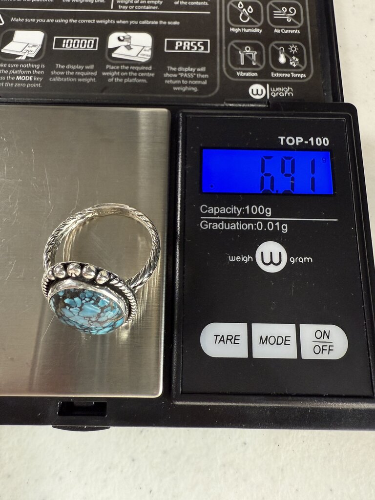 Sterling Silver Turquoise Stone Ring size 10 /ro
