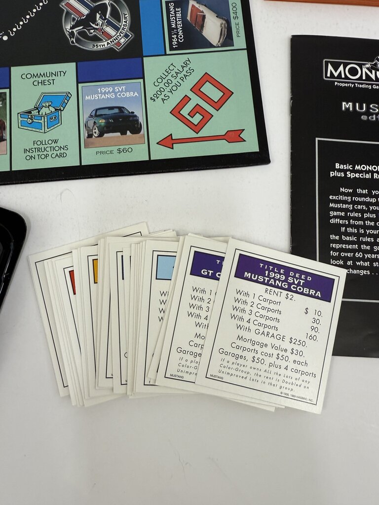 35th Anniversary Mustang Monopoly Board Game 1999 /rb