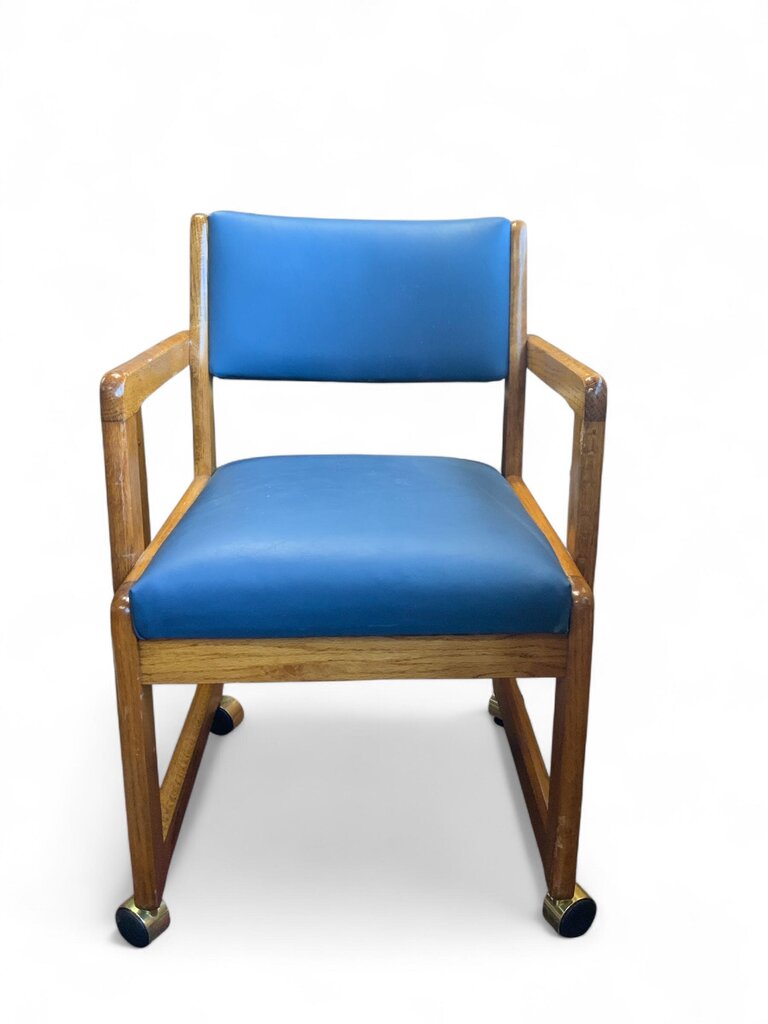 Table With Leaf And 6 Blue Chairs