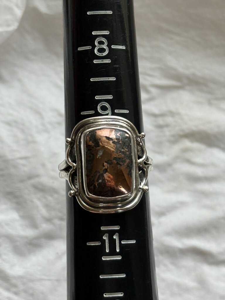 Copper Dolomite Stone Sterling Silver Statement Ring Size 9.75 /ro