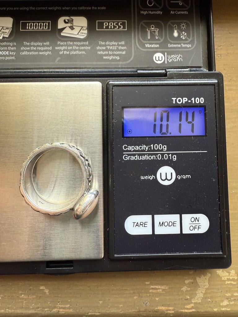 Scrolled Sterling Silver Pink Shell Cabochon Ring Size 9.5 /ro.