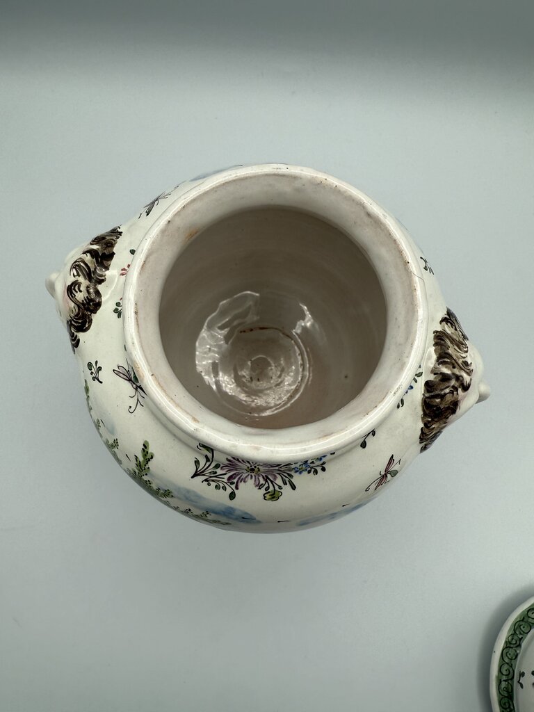 VTG Hand Painted Ceramic Urn w/Lid Victorian Theme 9” /ro