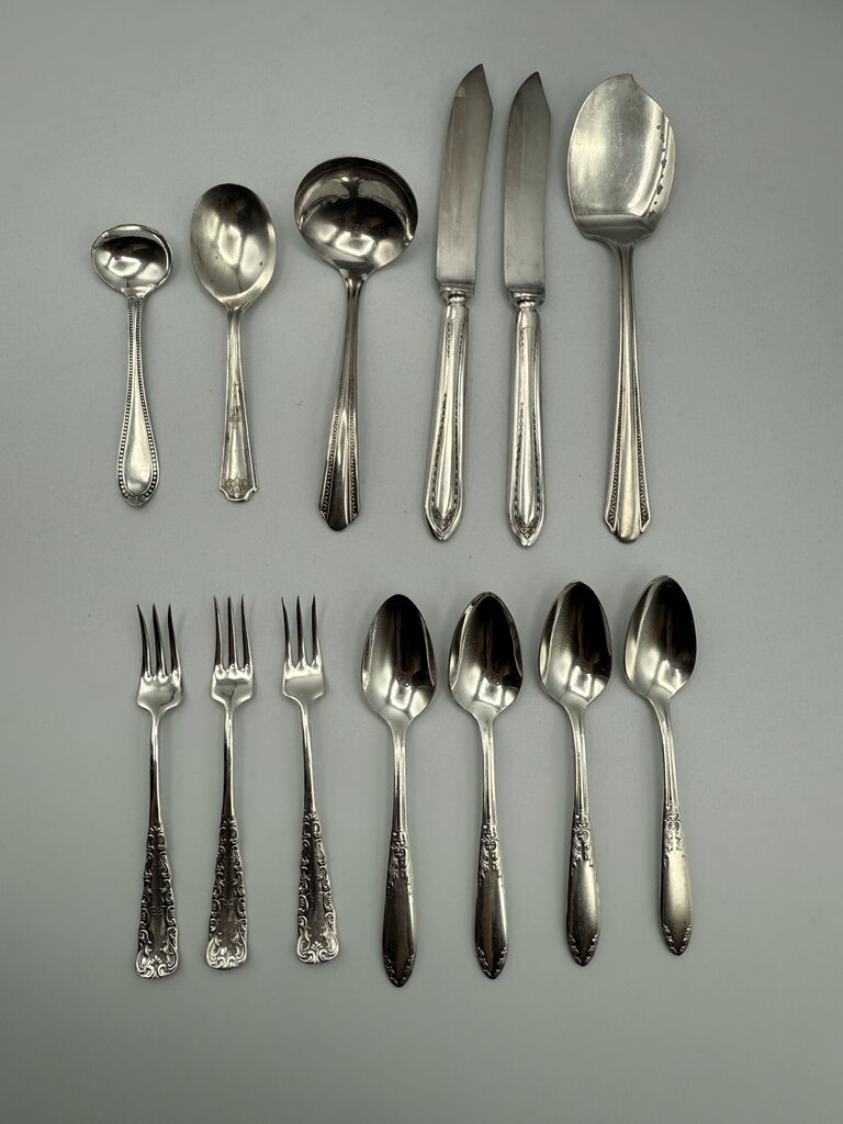 Lot of 13 Silver Plate Petite Serving Utensils /ro