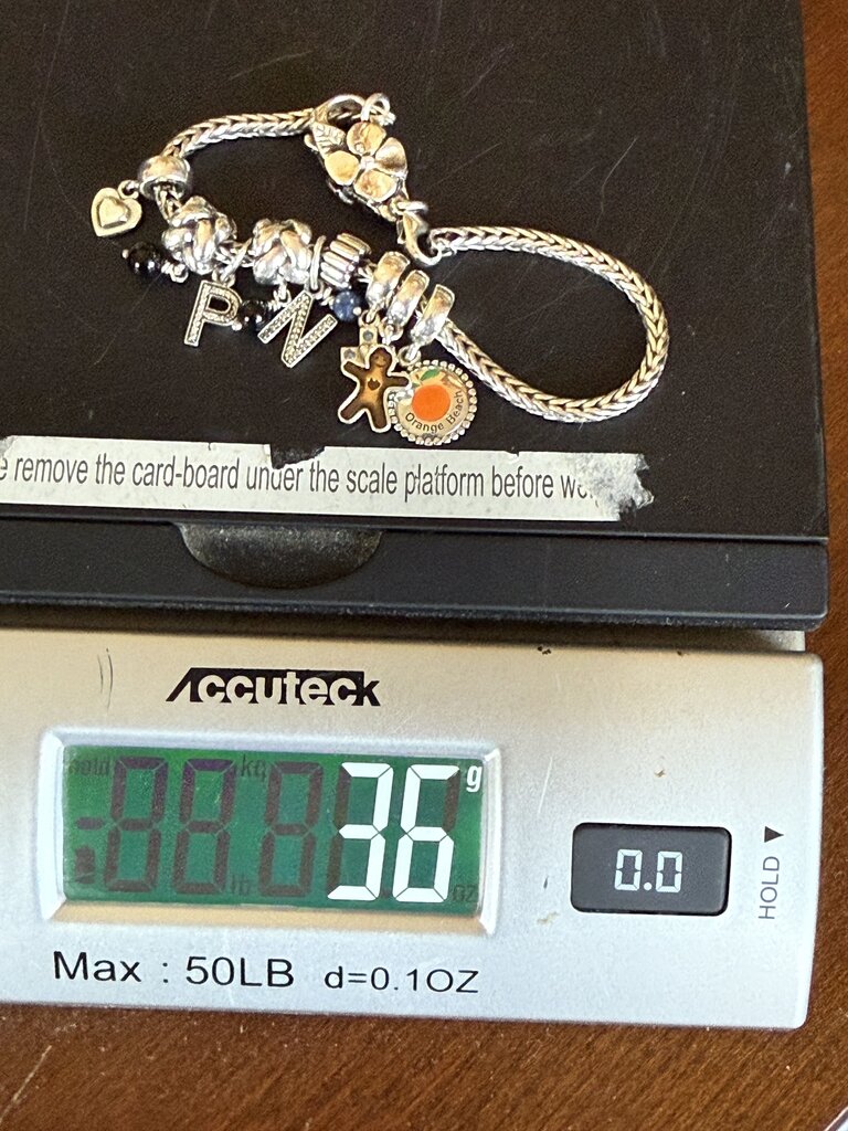 Pandora Snake Chain Bracelet w/ 9 Dangle Charms Sterling /ro