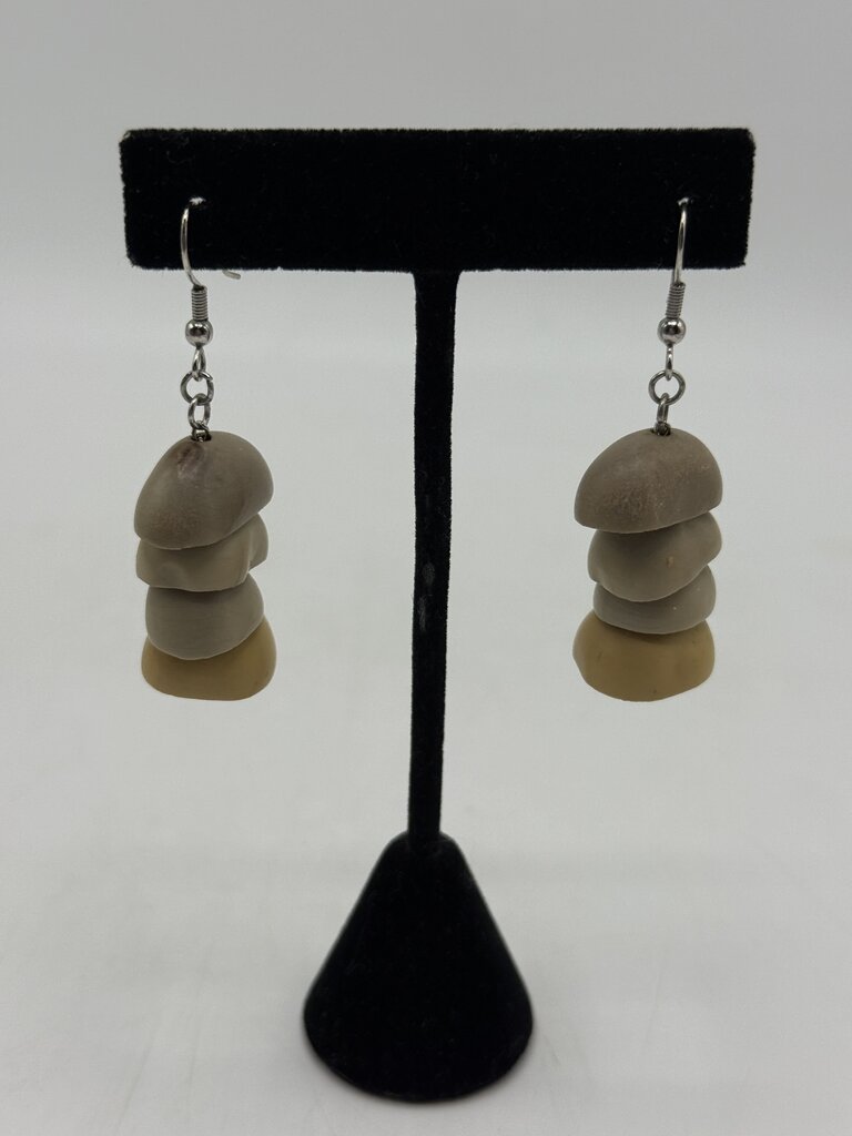 Vintage lot of 4 Pairs of Unique Wood Dangle Pierced Earrings /ro