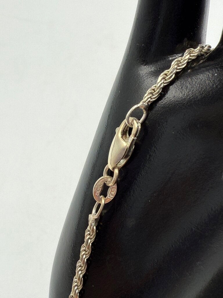 Sterling Silver Twisted Rope Chain Ankle Bracelet 9.5” Italy /ro