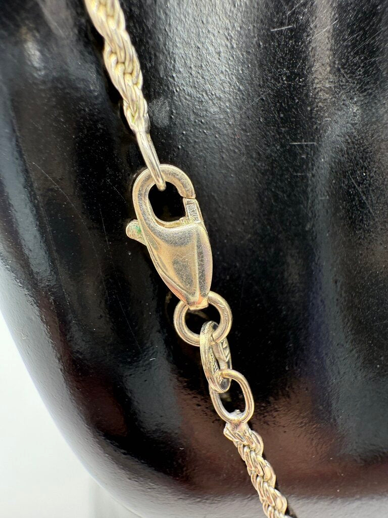 Sterling Silver Twisted Rope Chain Ankle Bracelet 9.5” Italy /ro