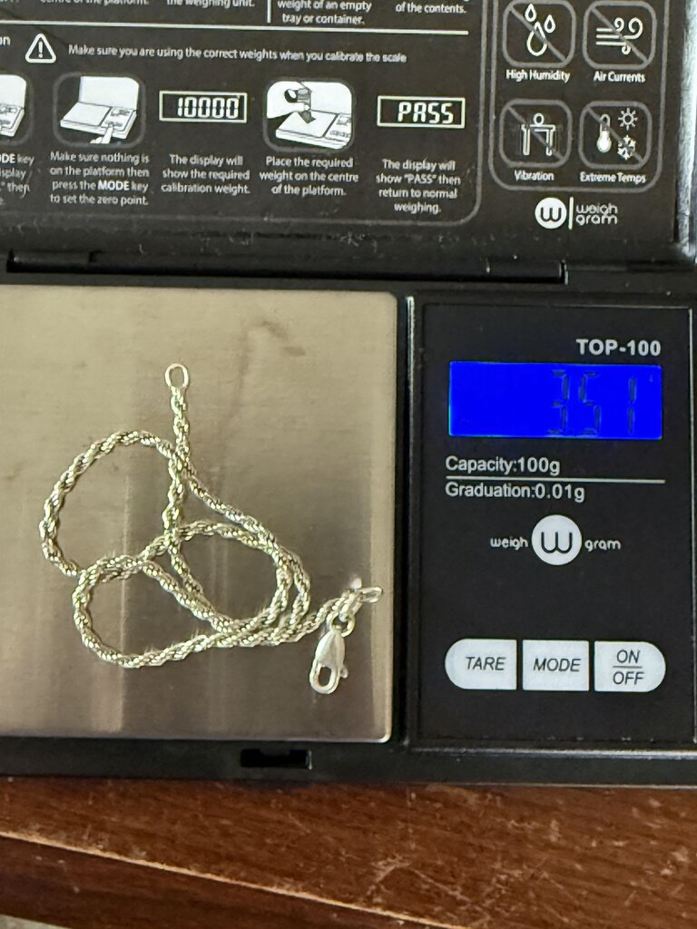 Sterling Silver Twisted Rope Chain Ankle Bracelet 9.5” Italy /ro