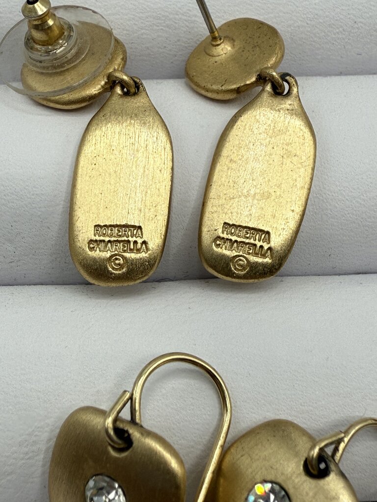 VTG Roberta Chairella Lot of 10 Pierced Earrings Gold/Silver Tone /ro