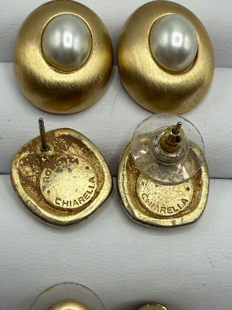 VTG Roberta Chairella Lot of 10 Pierced Earrings Gold/Silver Tone /ro