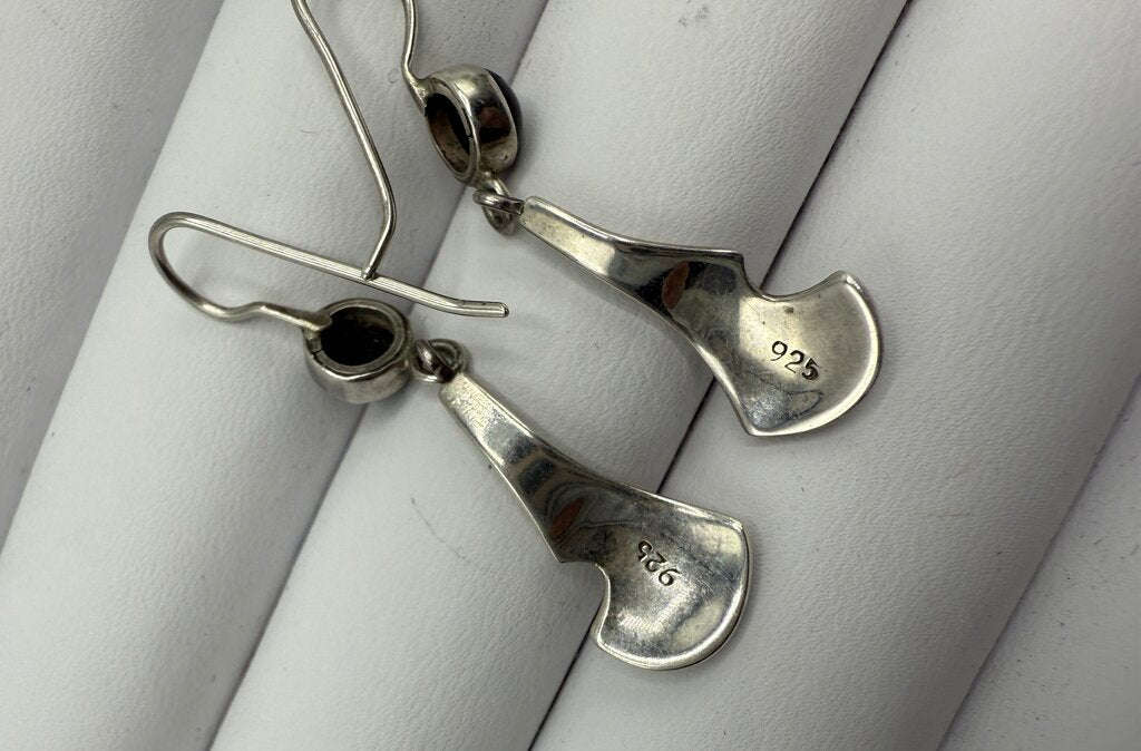 Sterling Silver w/Black Onyx Dangle Pierced Earrings 2 Pairs /ro
